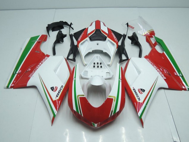 Bianco & Rosso con Verde Banda Carene Ducati 848 1098 1198 07-14